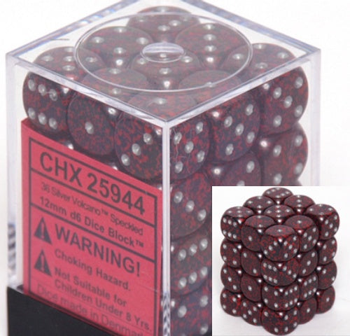 Dice Set - Speckled Silver Volcano 12mm d6 36ct