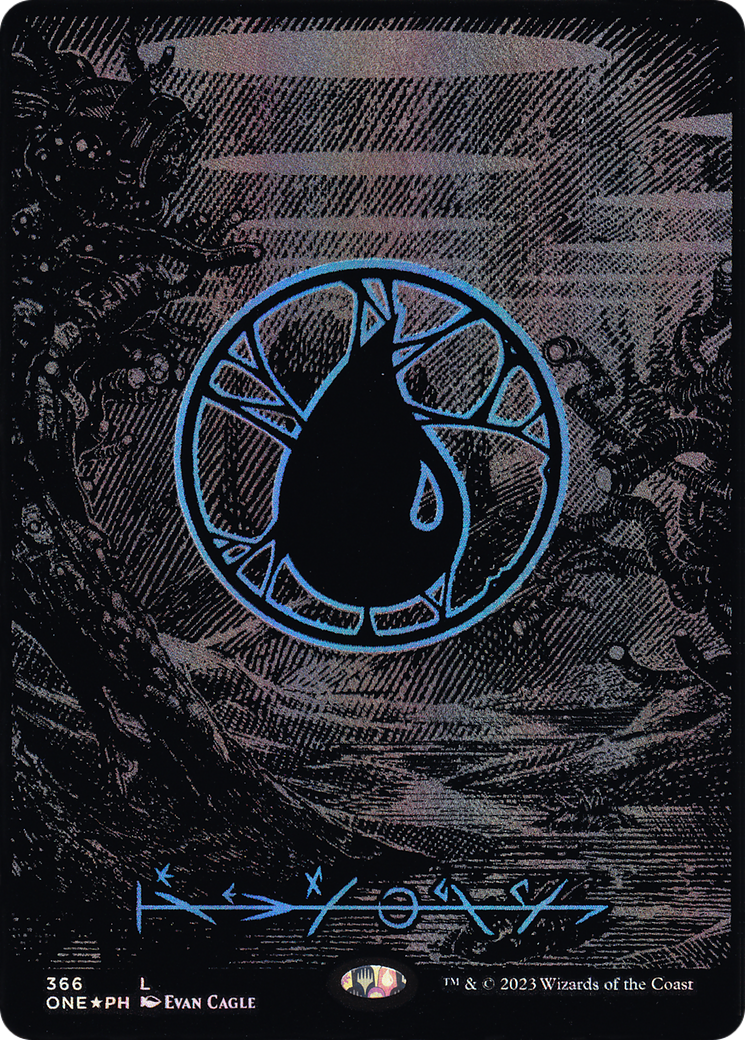 Island (366) (Phyrexian) - Oil Slick Raised Foil