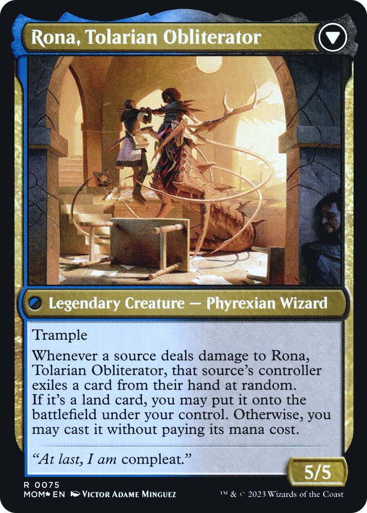 Rona, Herald of Invasion // Rona, Tolarian Obliterator (0075) (Prerelease) (PMOM) - Foil