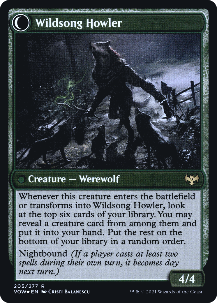 Howlpack Piper // Wildsong Howler (205) (Prerelease) (PVOW) - Foil
