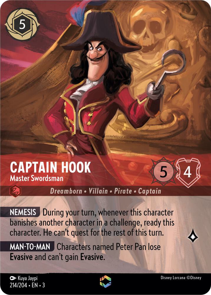 Captain Hook, Master Swordsman (0214) (Enchanted) - Inkwash Foil