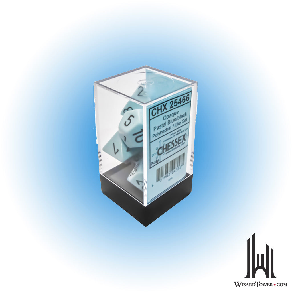 Dice Set - Opaque Pastel Blue / Black 7ct