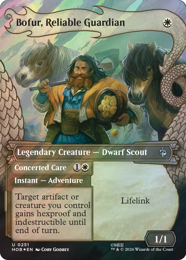 Bofur, Reliable Guardian // Concerted Care (0251) (Borderless) (Dragon Hoard Frame) (HOB) - Surge Foil