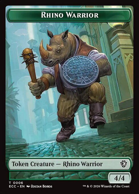 Elemental (0009) // Rhino Warrior (0006) Double-Sided Token (TECC)