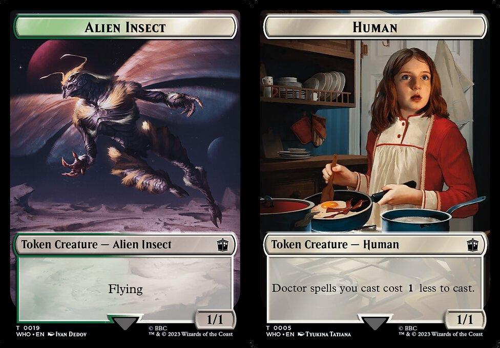 Alien Insect (0019) // Human (0005) Double-Sided Token - Foil