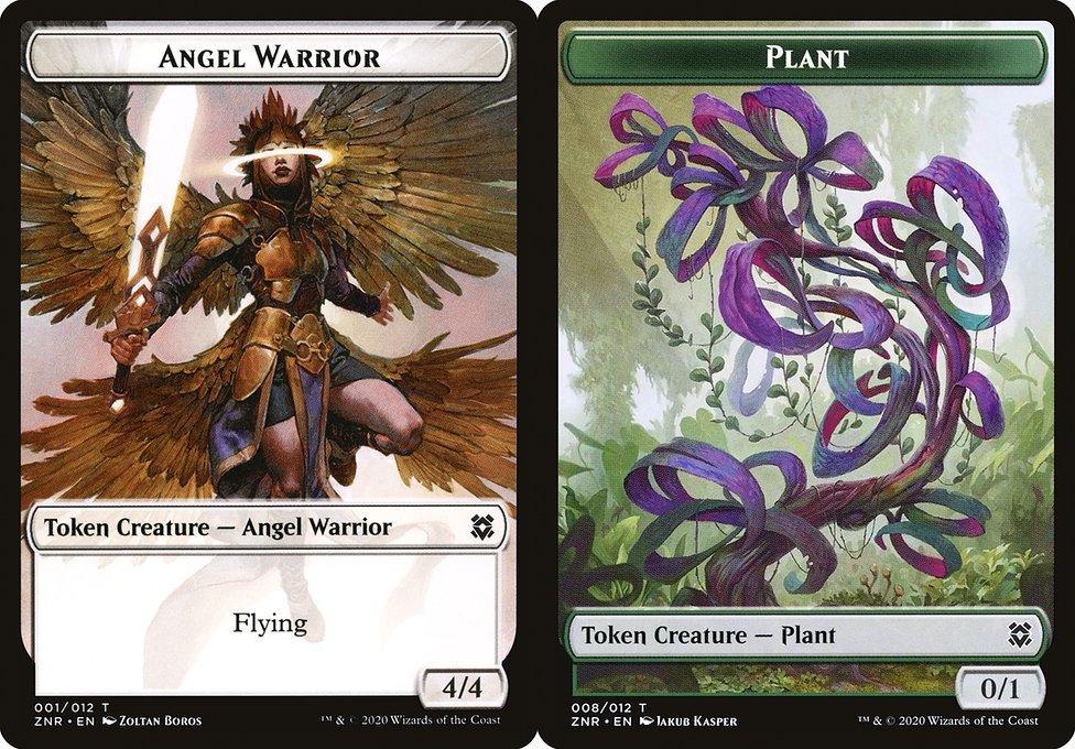 Angel Warrior (001) // Plant (008) Double-Sided Token - Foil