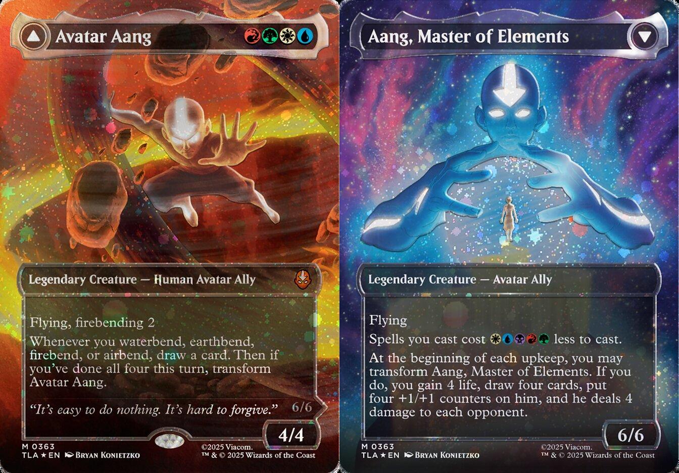 mtg aang card Avatar Aang // Aang, Master of Elements (0363) (Borderless) (TLA)