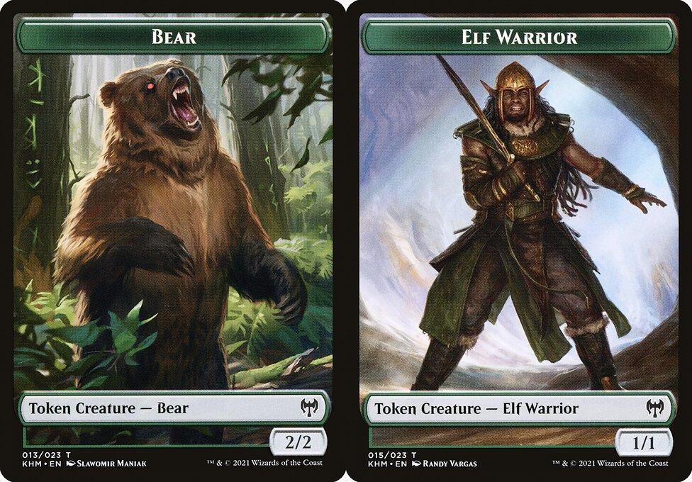 Bear (013) // Elf Warrior (015) Double-Sided Token - Foil
