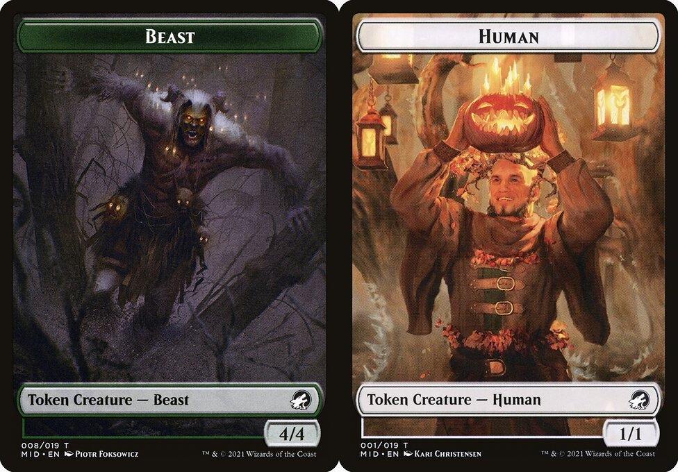 Beast (008) // Human (001) Double-Sided Token - Foil