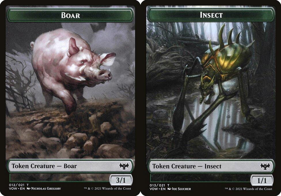 Boar (012) // Insect (013) Double-Sided Token - Foil