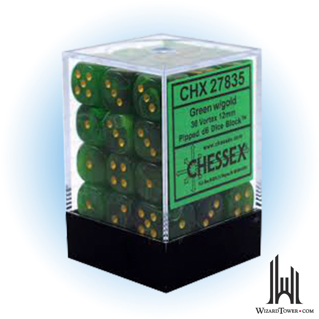 Dice Set - Vortex Green / Gold 12mm d6 36ct