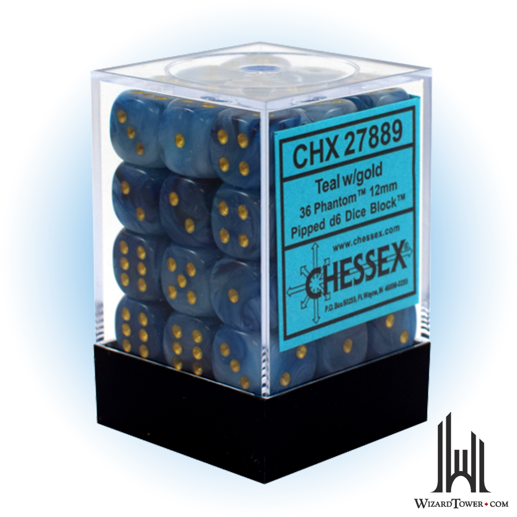 Dice Set - Phantom Teal / Gold 12mm d6 36ct