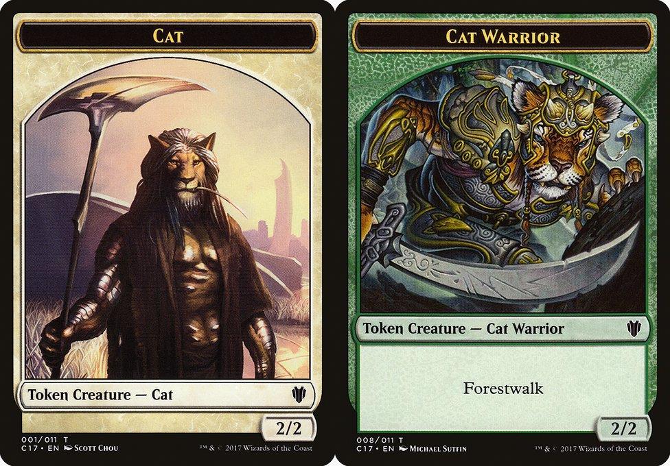 Cat (001) // Cat Warrior (008) Double-Sided Token