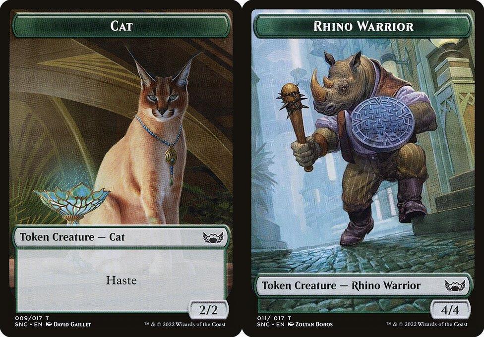 Cat (009) // Rhino Warrior (011) Double-Sided Token - Foil
