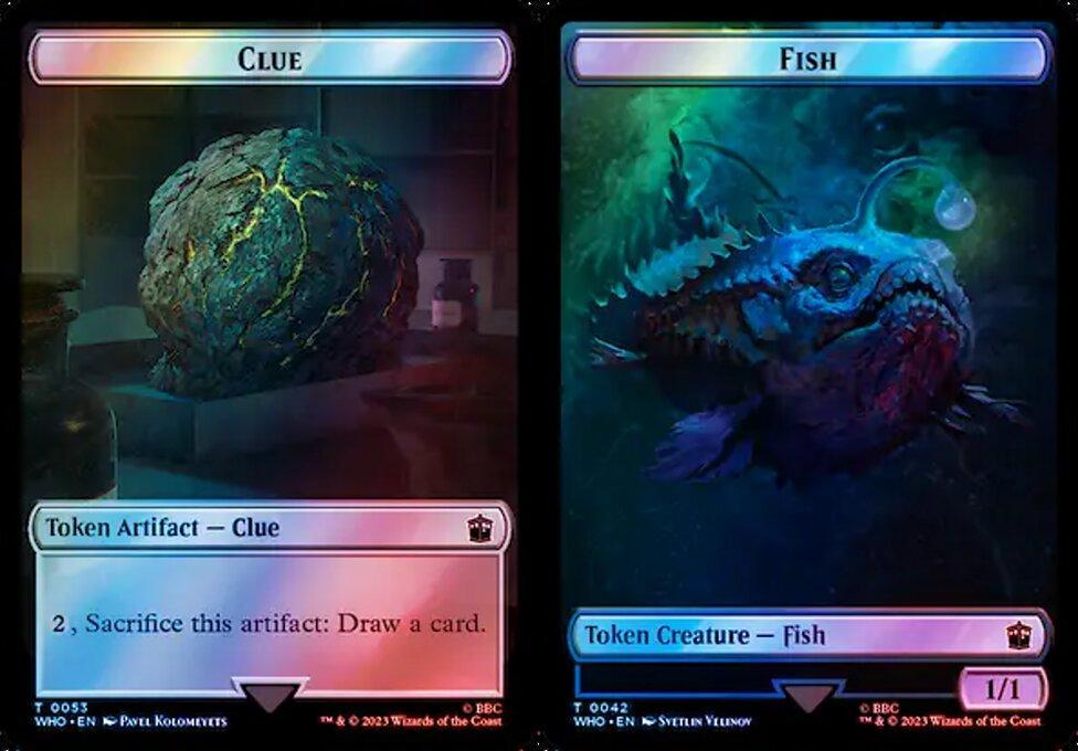 Clue (0053) // Fish (0042) Double-Sided Token - Surge Foil