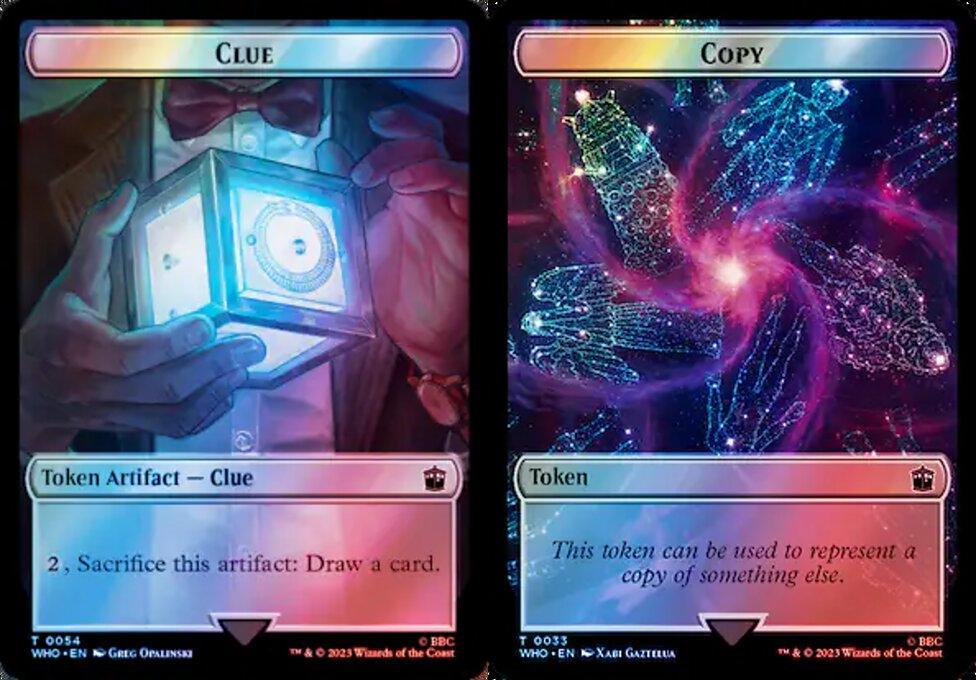 Clue (0054) // Copy (0033) Double-Sided Token - Surge Foil