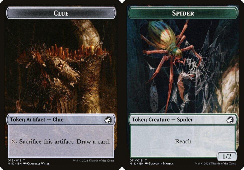 Clue (016) // Spider (011) Double-Sided Token - Foil