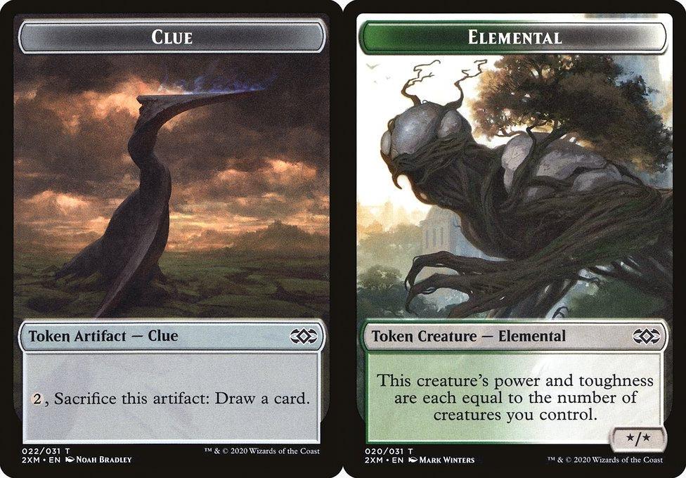 Clue (022) // Elemental (020) Double-Sided Token - Foil