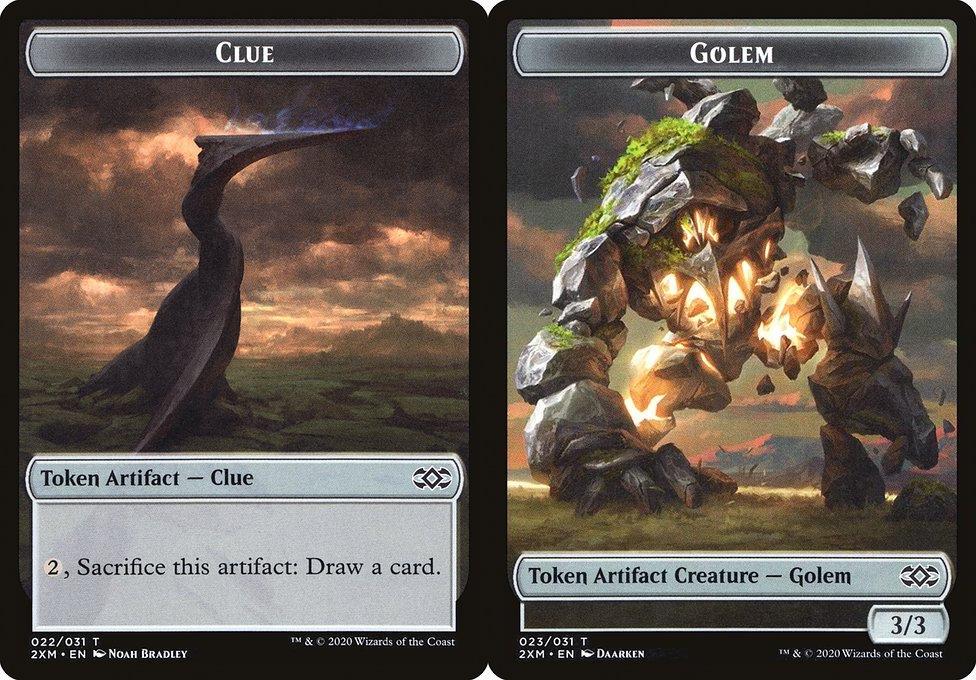Clue (022) // Golem (023) Double-Sided Token - Foil