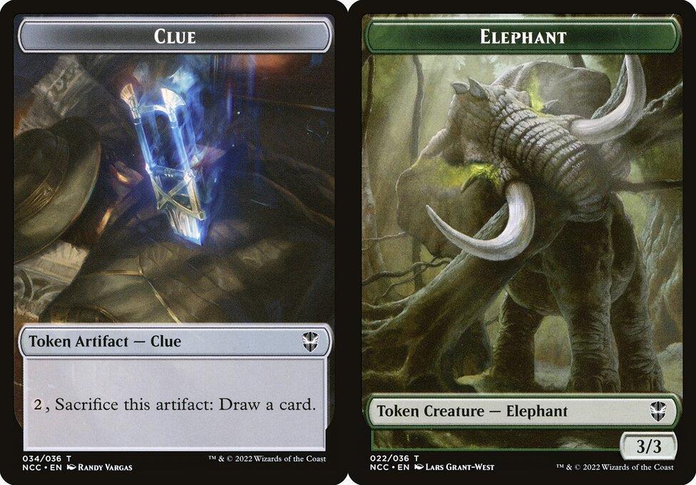 Clue (034) // Elephant (022) Double-Sided Token