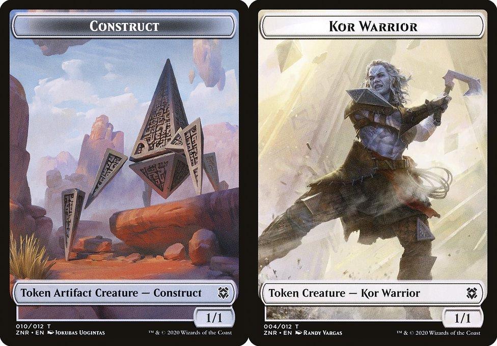 Construct (010) // Kor Warrior (004) Double-Sided Token - Foil
