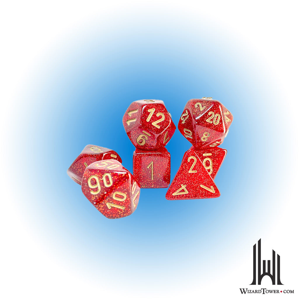 Dice Set - Glitter Mega-Hedral Ruby/Gold 7ct