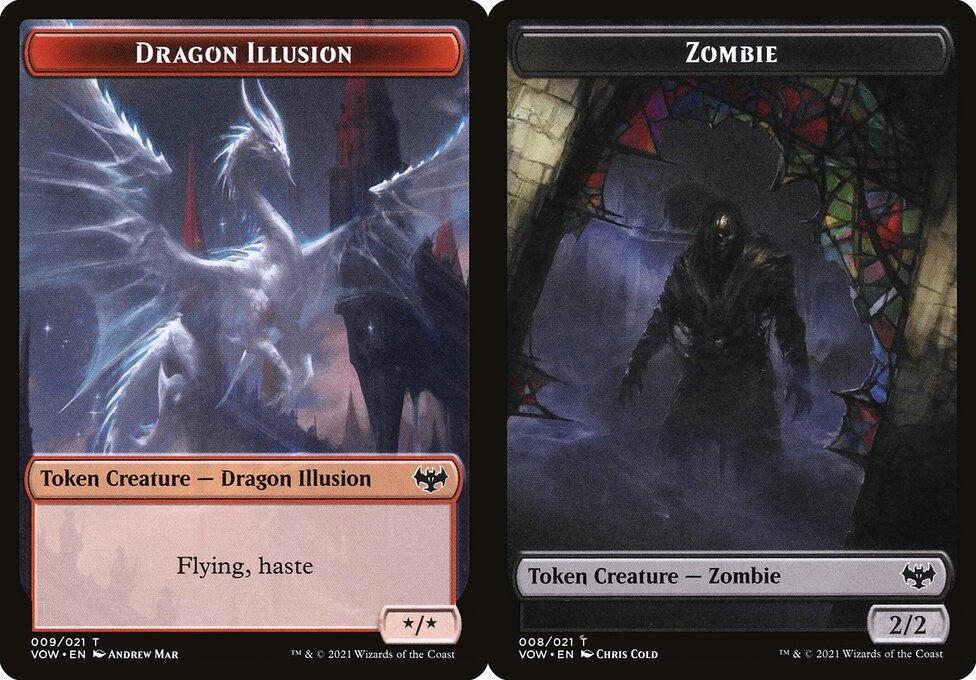 Dragon Illusion (009) // Zombie (008) Double-Sided Token - Foil