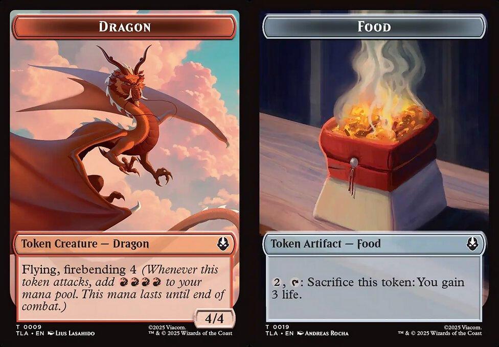 Dragon (0009) // Food (0019) Double-Sided Token (TTLA) - Foil