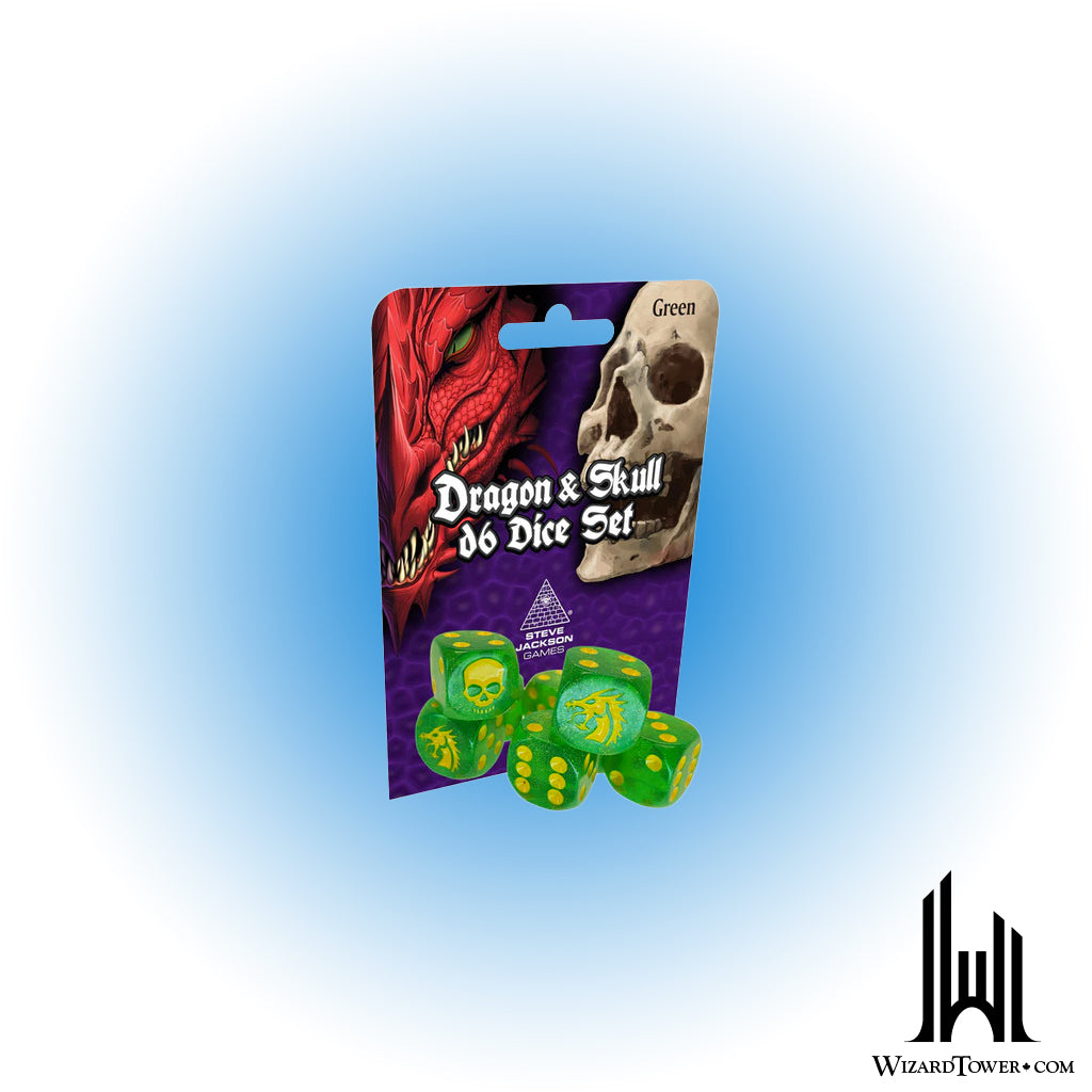 Dice Set - Dragon & Skull Green d6 6ct