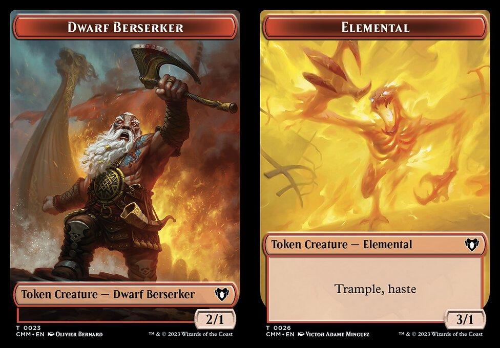 Dwarf Berserker (0023) // Elemental (0026) Double-Sided Token