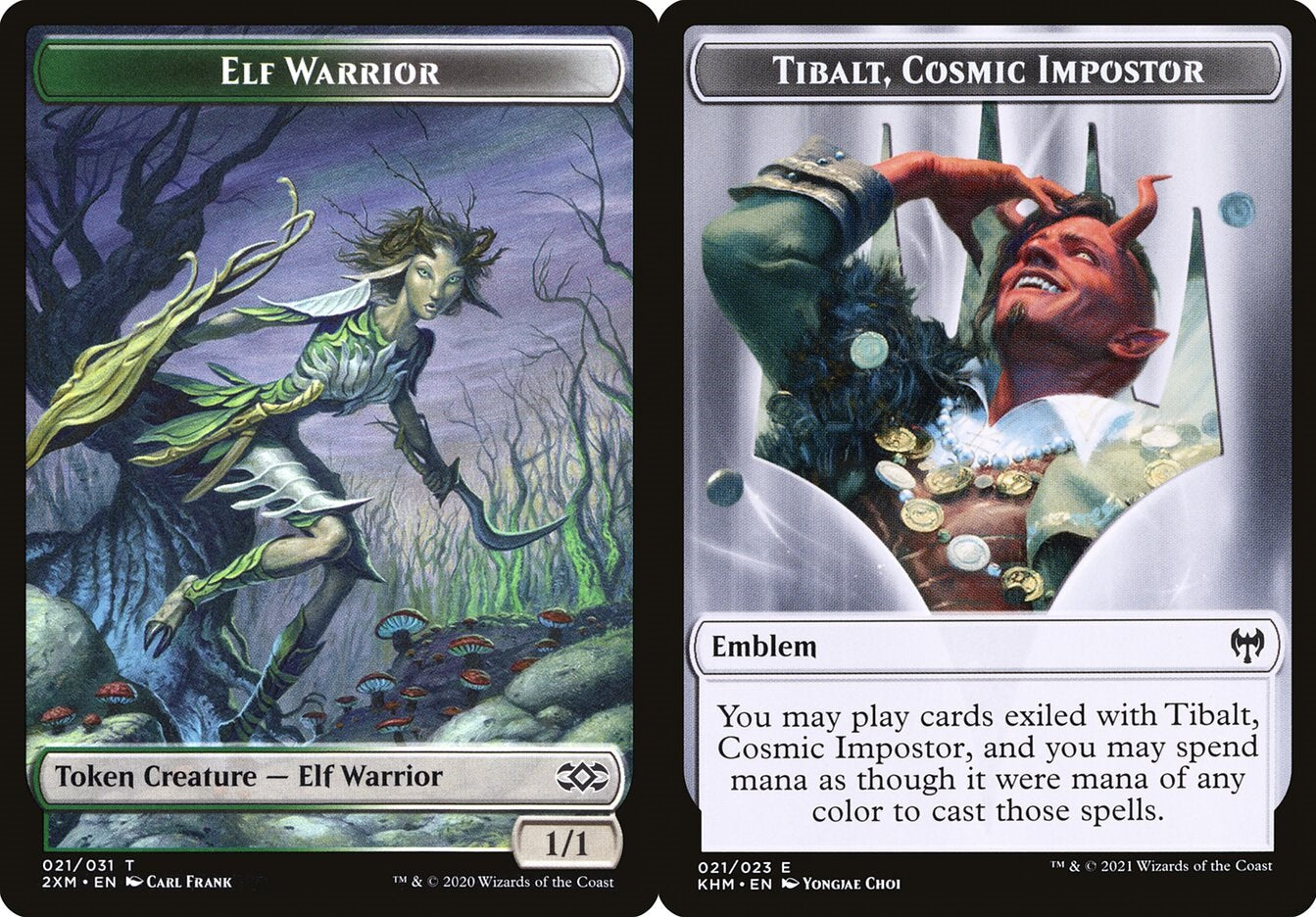 Elf Warrior (021) // Tibalt, Cosmic Impostor Emblem (021) Double-Sided Token