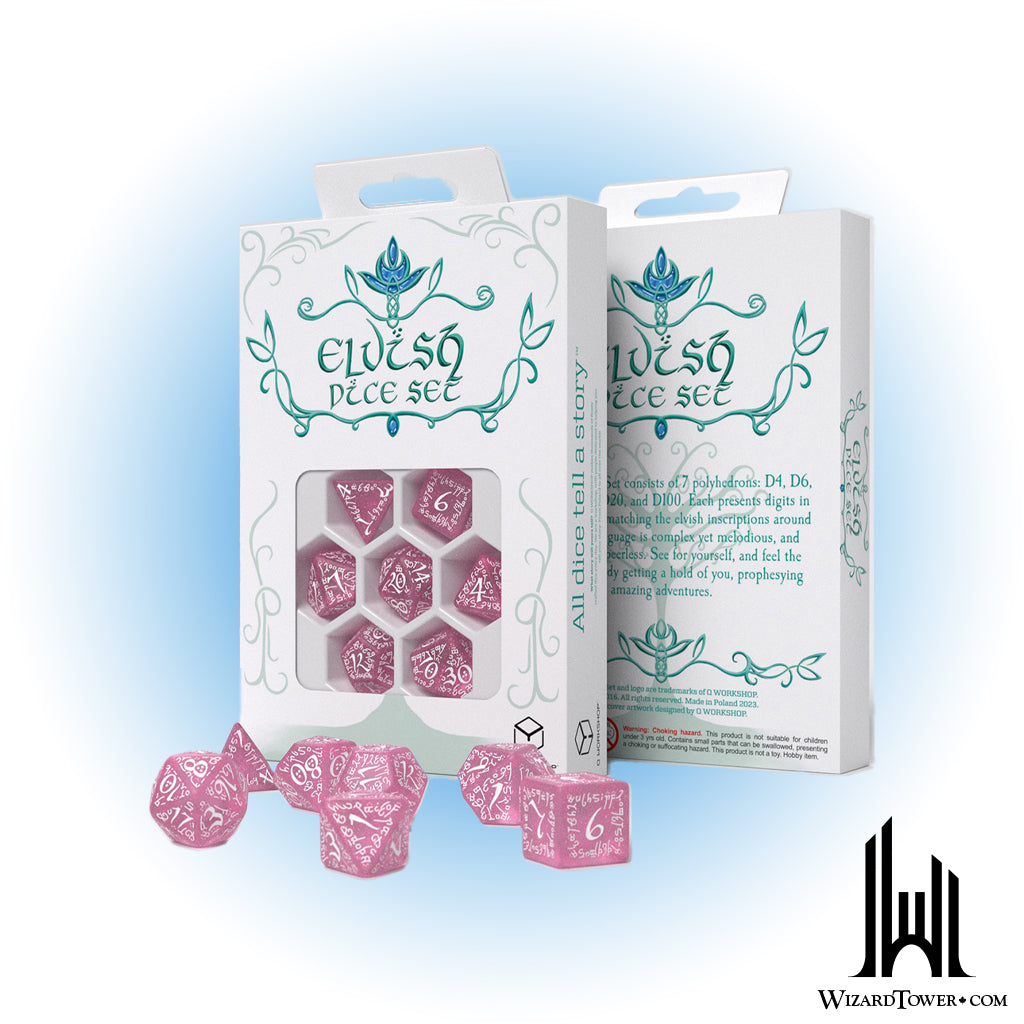 Dice Set - Elvish Shimmering Pink / White 7ct