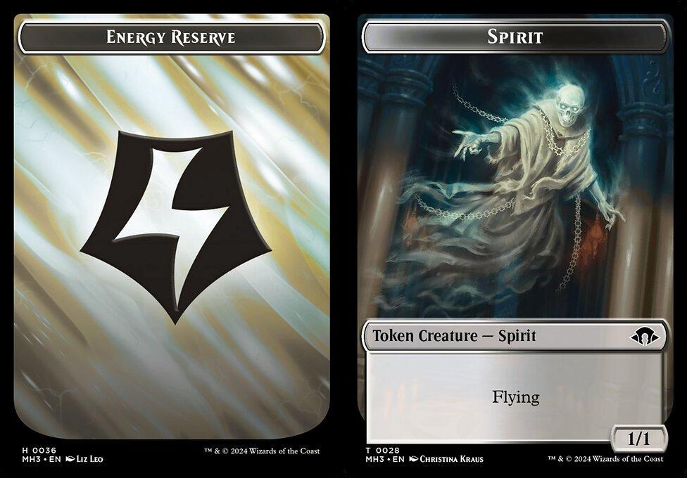Energy Reserve (0036) // Spirit (0028) Double-Sided Token