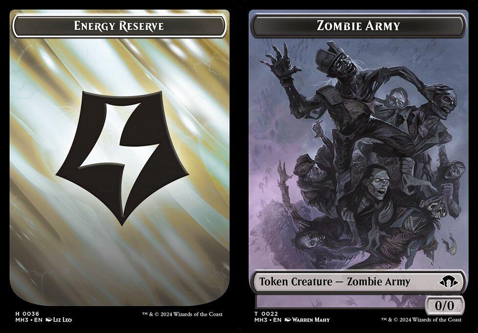 Energy Reserve (0036) // Zombie Army (0022) Double-Sided Token