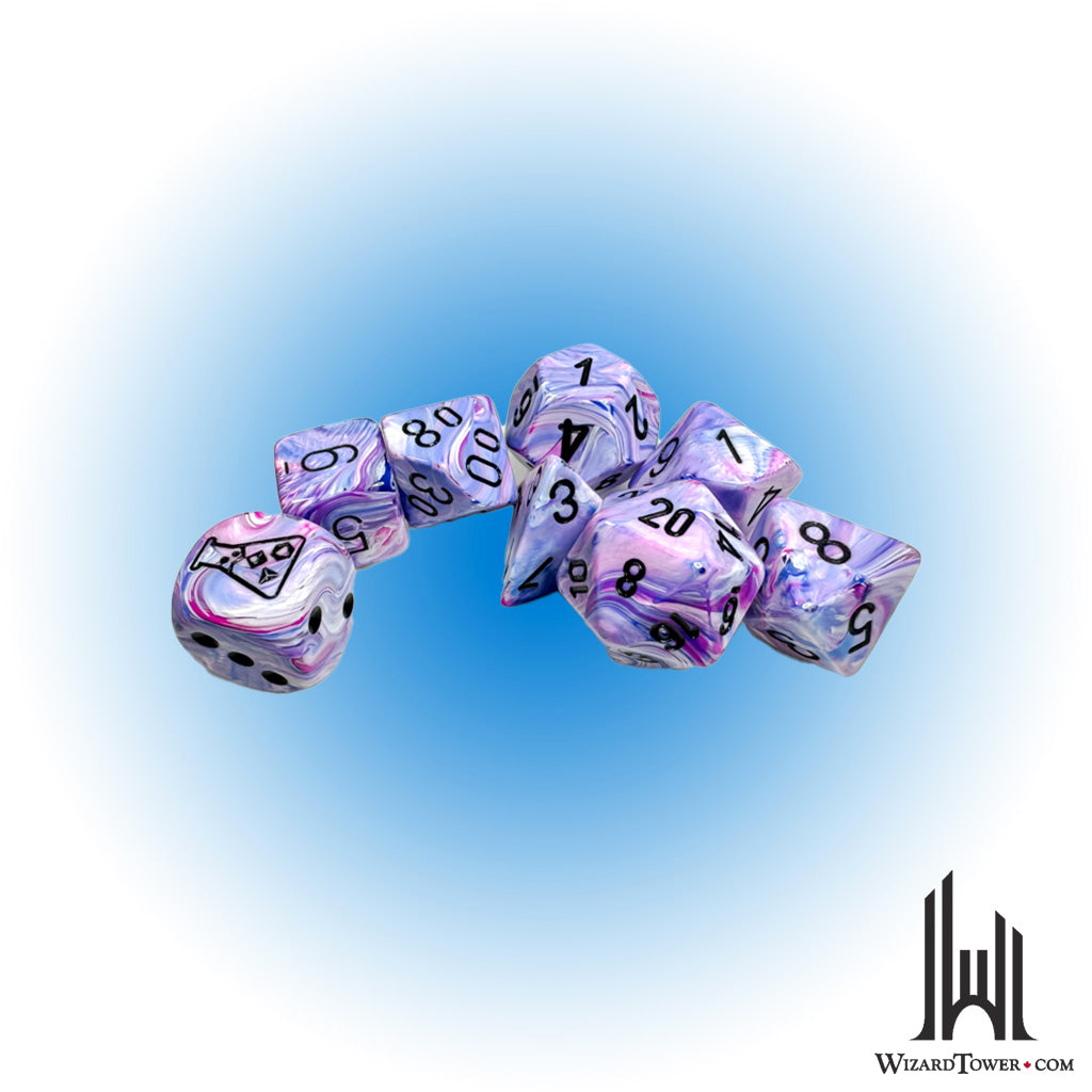 Dice Set - Festive Hydrangea / Black 7ct