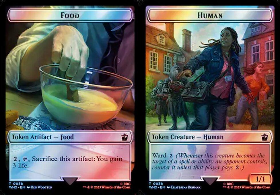 Food (0058) // Human (0038) Double-Sided Token - Surge Foil