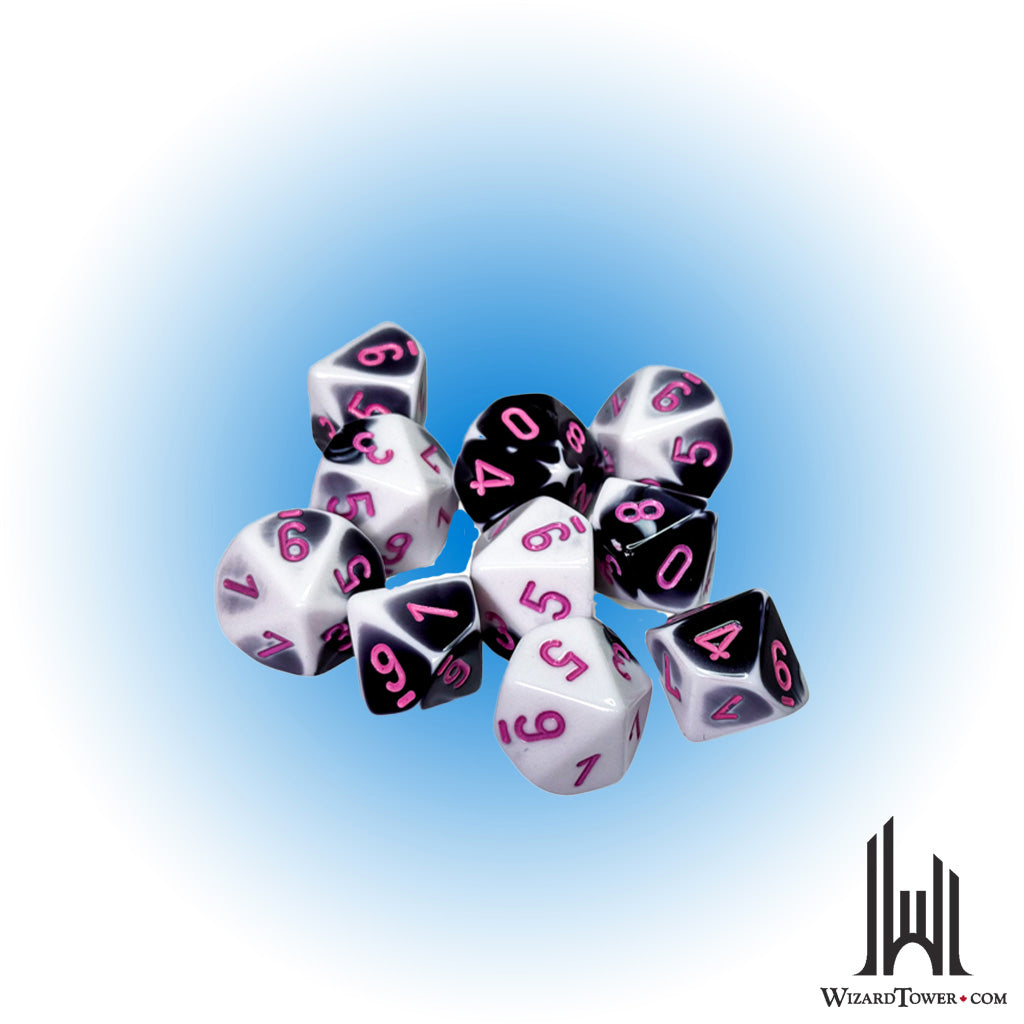 Dice Set - Gemini Black-White / Pink d10 10ct