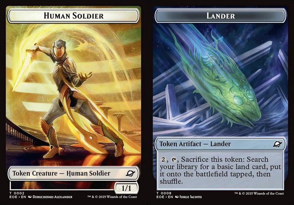 Human Soldier (0002) // Lander (0008) Double-Sided Token - Foil