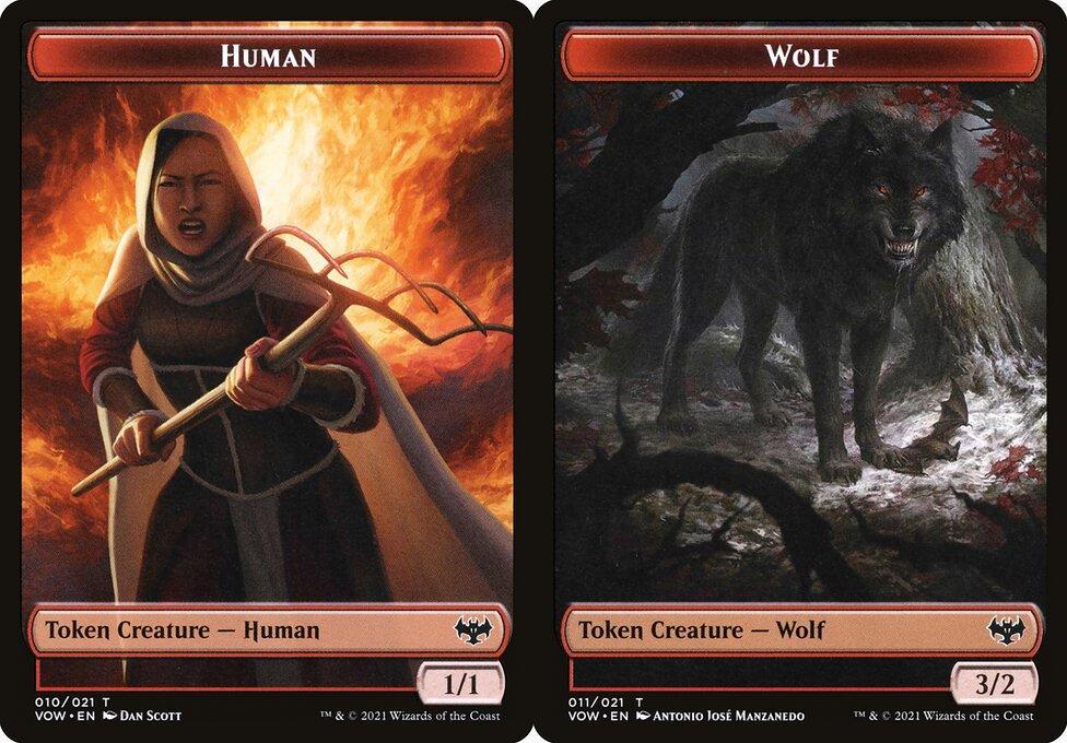 Human (010) // Wolf (011) Double-Sided Token - Foil