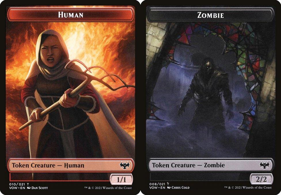 Human (010) // Zombie (008) Double-Sided Token - Foil