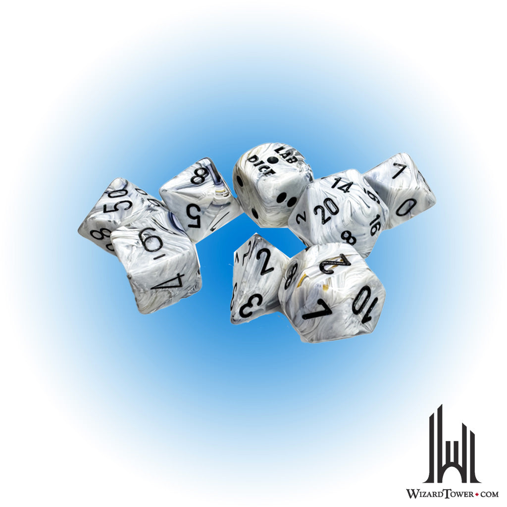 Dice Set - Marble Calcite / Black 7ct