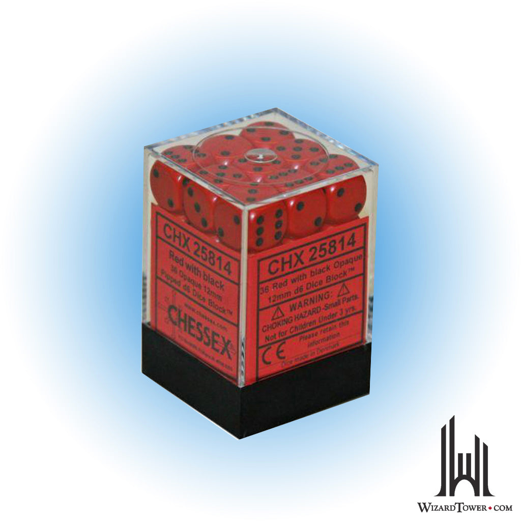 Dice Set - Opaque Red / Black 12mm d6 36ct