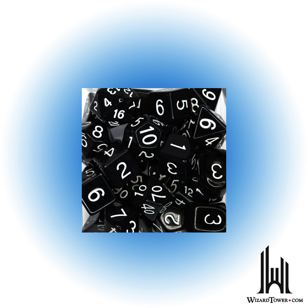 Dice Set - Opaque Black / White 15ct
