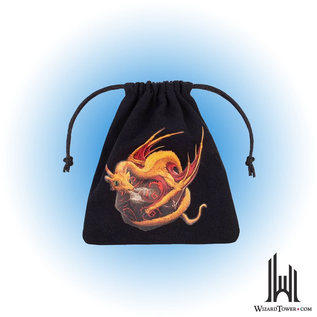 Dice Bag - Black and Adorable Dragon