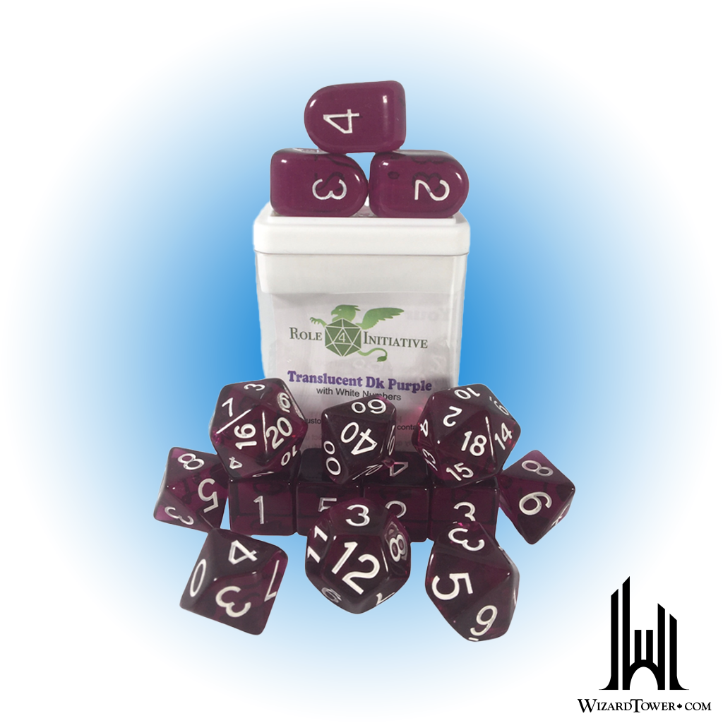 Dice Set - Translucent Dark Purple / White 15ct