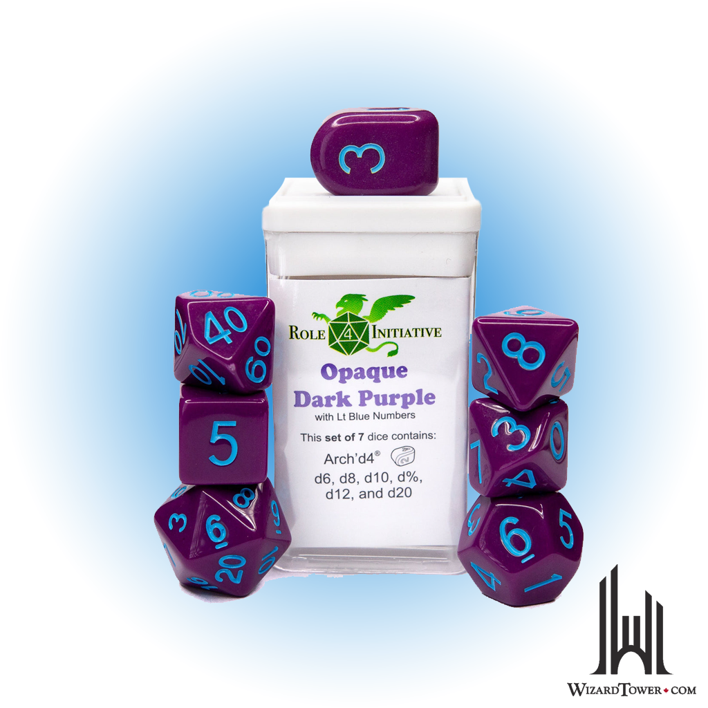 Dice Set - Opaque Dark Purple / Light Blue 7ct