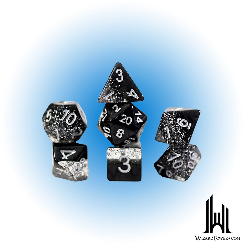 Dice Set - Halfsies Glitter Black 7ct