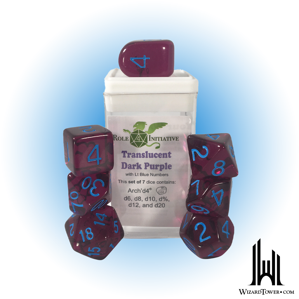 Dice Set - Translucent Dark Purple / Light Blue 7ct