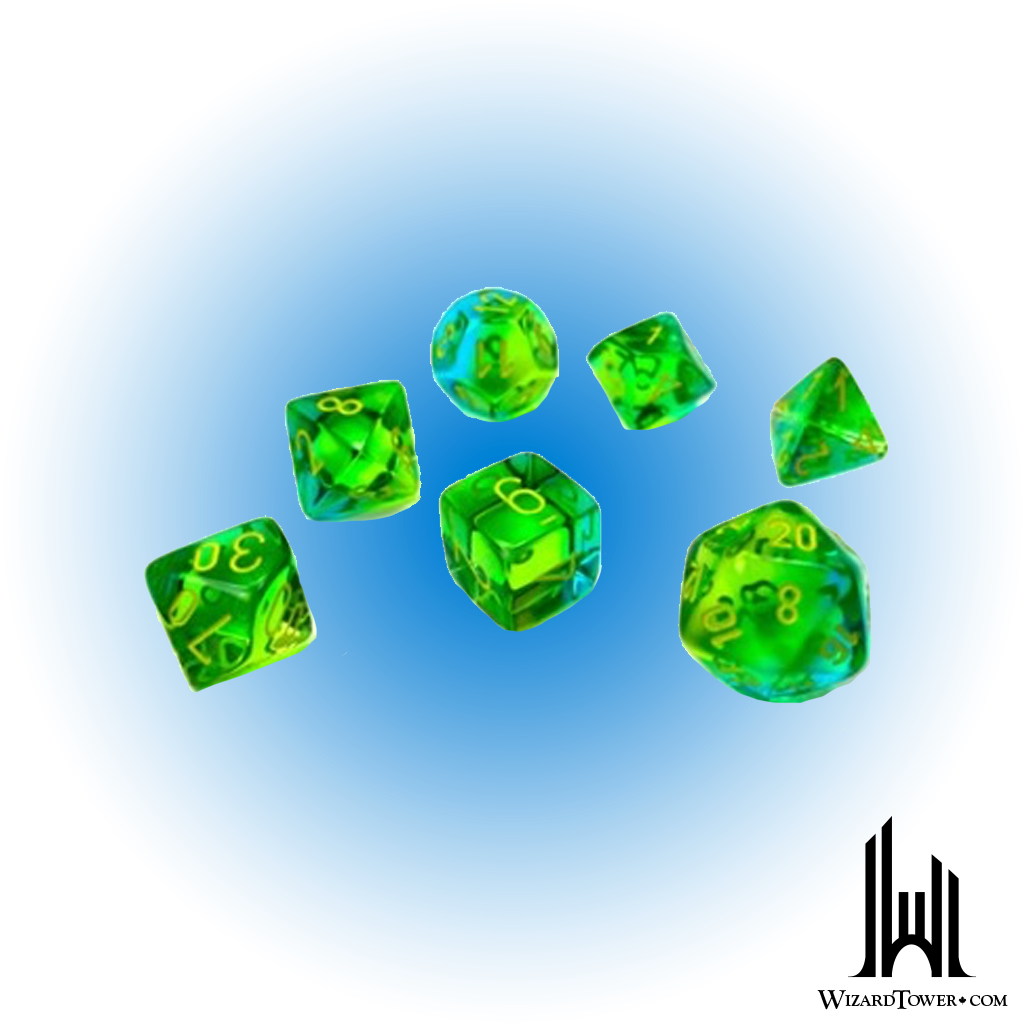 Dice Set - Gemini Poly Translucent Green-Teal / Yellow Luminary 7ct