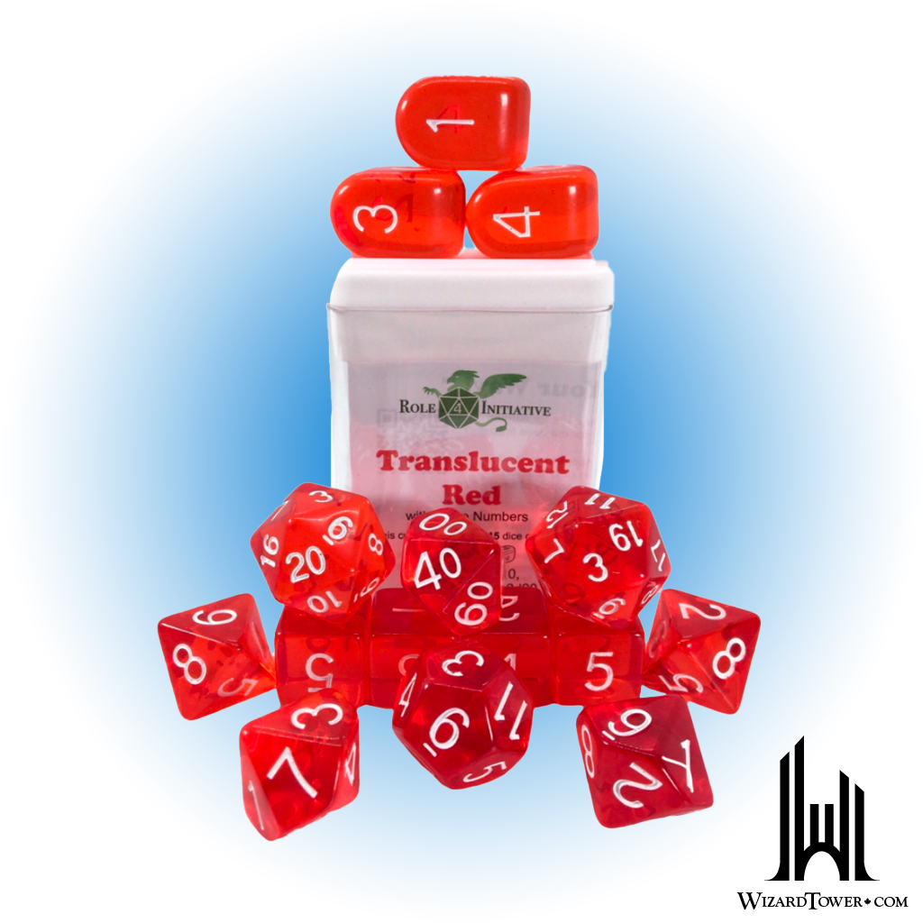 Dice Set - Translucent Red / White 15ct